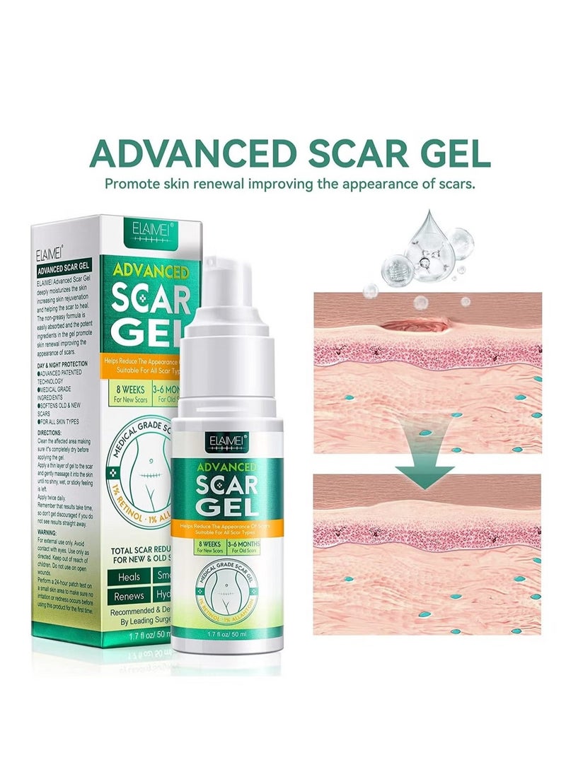 Elaimei جل إزالة الندبات 50 مل جل الندبات المتقدم ينعم ويسطح الندبات الناتجة عن إصابات العمليات الجراحية والحروق علاج طبيعي للندبات للوجه والجسم - Image 2